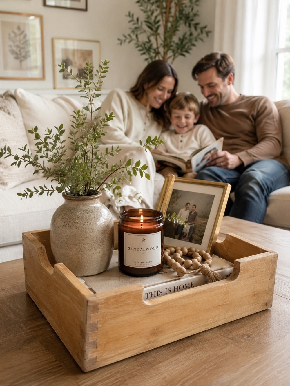 Wooden Decorative Tray with Rustic Charm - Natural Wood